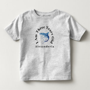 Blauer Hai Geburtstag  Name hinzufügen, ich bin 3  Kleinkind T-shirt