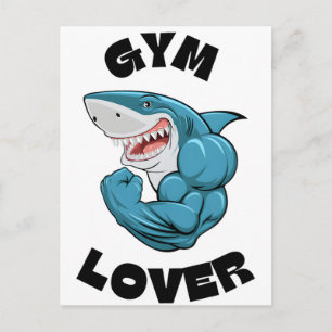 Blauer Hai-Gym-Liebhaber – Fitness mit Kraft 2025 Postkarte