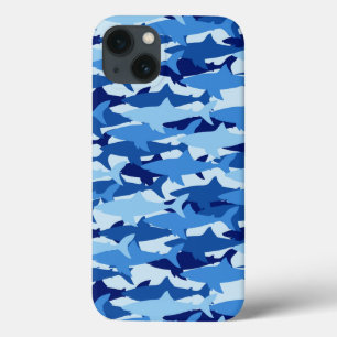 Blauer Haifisch-Muster iPhone 13 Hülle