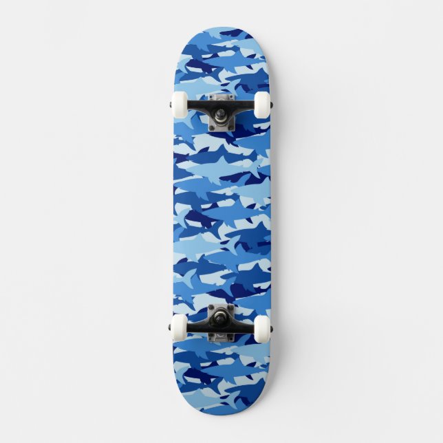 Blauer Haifisch-Muster Skateboard (Vorderseite)