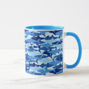 Blauer Haifisch-Muster Tasse