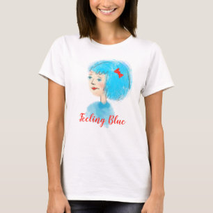 Blauer Hair Retro Girl T-Shirt