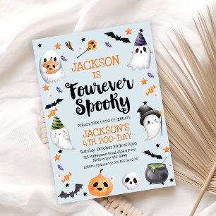 Blauer Halloween Fourever Spooky 4. Geburtstag Einladung