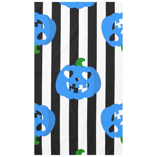 blauer Halloween-Herz-Kürbis gestreift Tischdecke (Vorderseite)