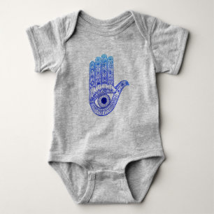 Blauer Hamsa Hand / böse Augenschutzmittel / Hand  Baby Strampler