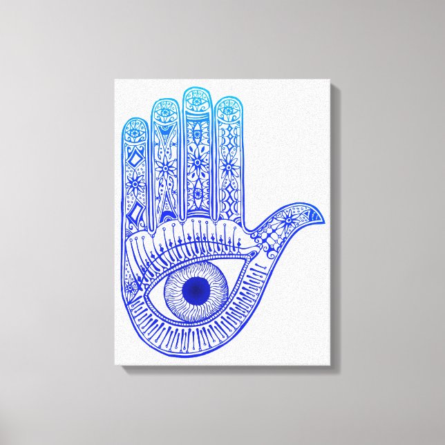 Blauer Hamsa Hand / böse Augenschutzmittel / Hand  Leinwanddruck (Vorderseite)