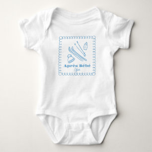 Blauer handGezeichnet Après Bébé Winter Ski Boy Baby Strampler