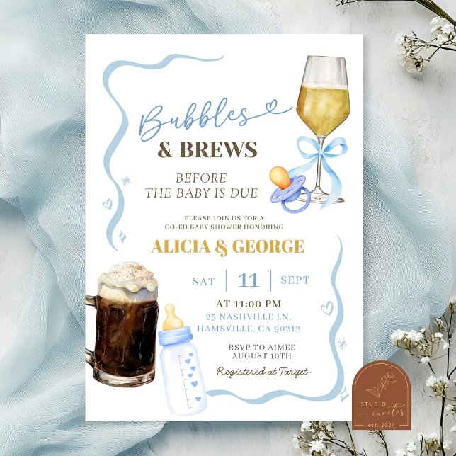 Blauer, handGezeichnet Quirky Baby Dusche Einladung (Von Creator hochgeladen)