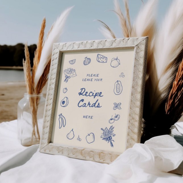 Blauer handgezogener Rezept vom Markt Poster (Von Creator hochgeladen)