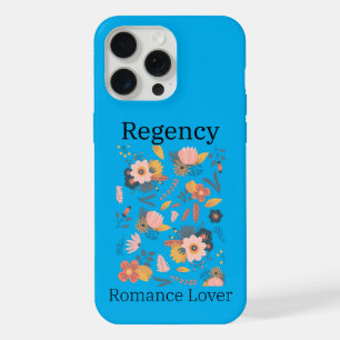 Blauer Handyhülle mit Pfirsich- und rosa Blumen iPhone 15 Pro Max Hülle