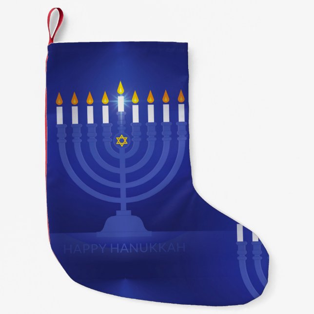 Blauer Hanukkah-Strumpf Kleiner Weihnachtsstrumpf (Vorderseite)