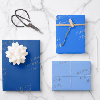 Blauer Happy Geburtstag Geschenkpapier Set