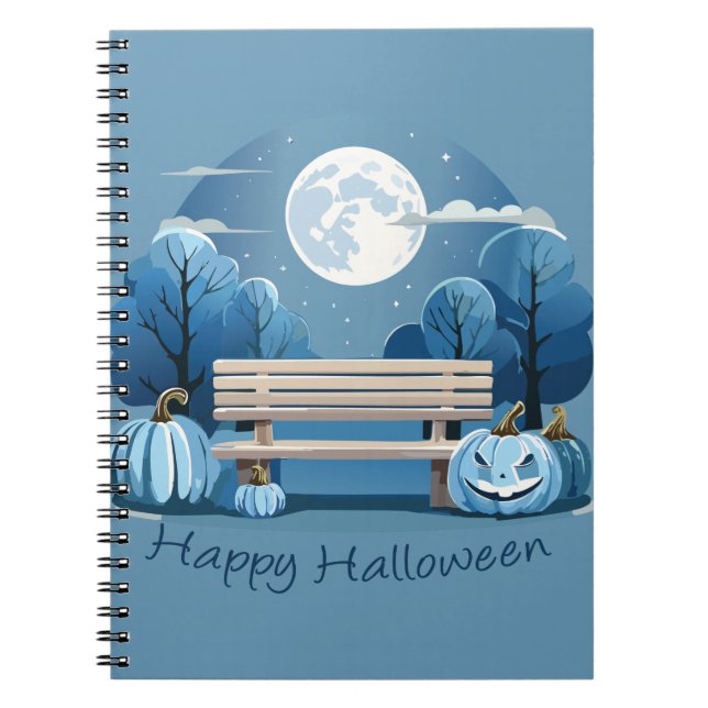 Blauer Happy Halloween Notizblock (Vorderseite)