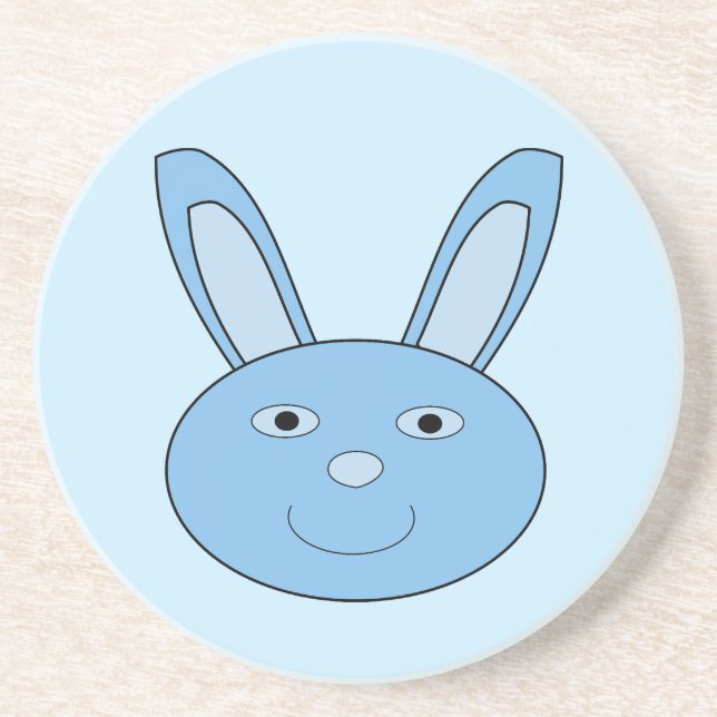Blauer Hase Bunny Gesicht Frühling Ostern Getränkeuntersetzer (Vorne)