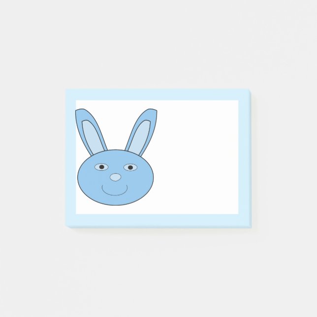 Blauer Hase Bunny Gesicht Frühling Ostern Post-it Klebezettel (Vorderseite)