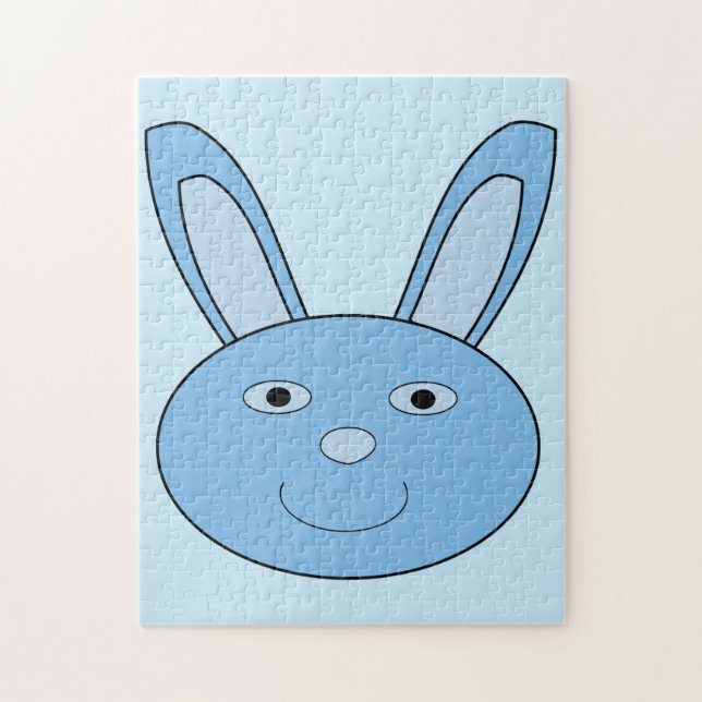 Blauer Hase Bunny Gesicht Frühling Ostern Puzzle (Vertikal)