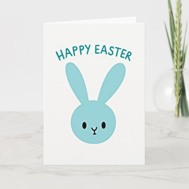 Blauer Hase Frohe Ostern Karte (Vorderseite)