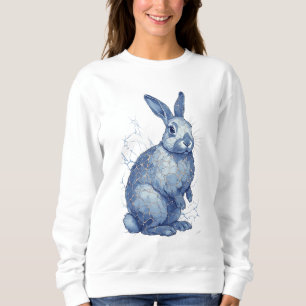 Blauer Hase mit goldenen Kintsugi-Rissen Sweatshirt