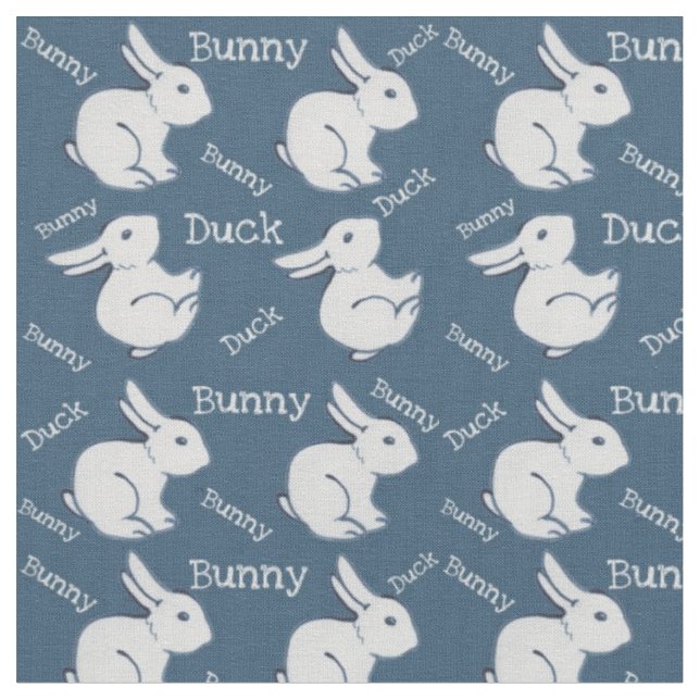 Blauer Hasen-Duck-Illusion Kindererbe Stoff (Nahaufnahme)