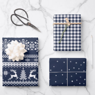 Blauer, hässlicher Weihnachtssüßer Büffel kari Geschenkpapier Set