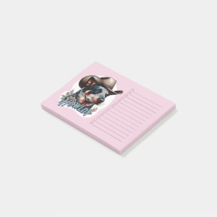 Blauer Heeler Cowboy Hund Punny Howldy Cattle Dog Post-it Klebezettel