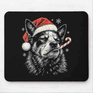 Blauer Heeler-Hund Weihnachten Santa-Hut Zuckerroh Mousepad