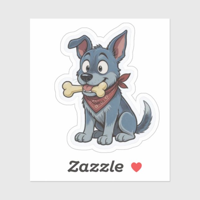 Blauer Heeler mit Knochen Aufkleber (Blatt)