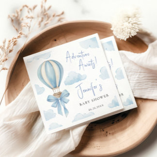 Blauer Heißluftballon mit Schleife Abenteuer Baby Serviette