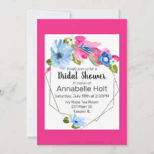 Blauer hellblauer, rosa, blühender goldfarbener Ra Einladung