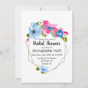 Blauer hellblauer, rosa, blühender goldfarbener Ra Einladung