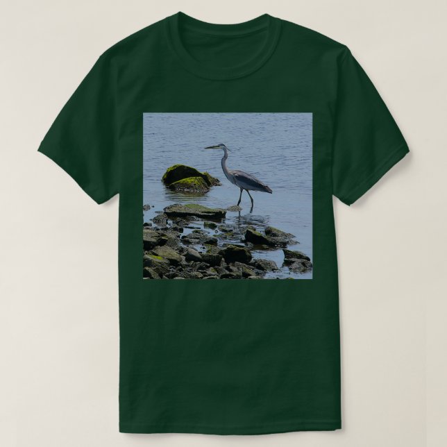 Blauer Heron auf der Schüssel T-Shirt (Design vorne)