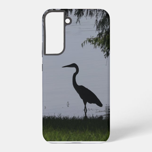 Blauer Heron in Silhouette Samsung Galaxy Hülle (Rückseite)