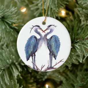 Blauer Heron Keramik Ornament