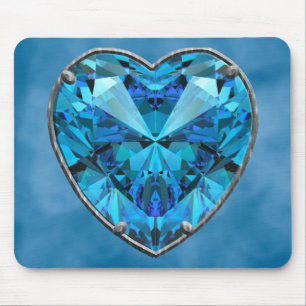 Blauer Herz-Edelstein Mousepad