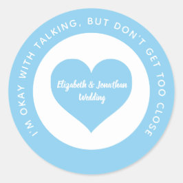 Blauer Herz-Farbcode für Hochzeitsskala Runder Aufkleber