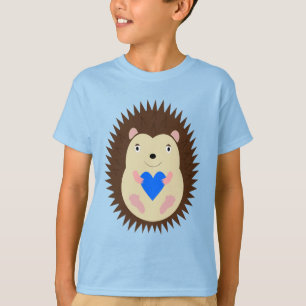 Blauer Herz-Igel-Junge T-Shirt