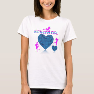 Blauer Herzchen Geburtstagsmädchen T - Shirt