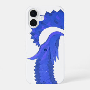 Blauer Herzdrache auf Weiß iPhone 16 Hülle