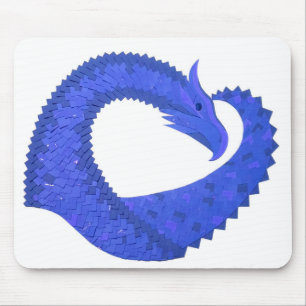 Blauer Herzdrache auf Weiß Mousepad