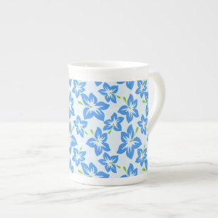 Blauer Hibiskus, Blaue Blumen, Blumenmuster Prozellantasse
