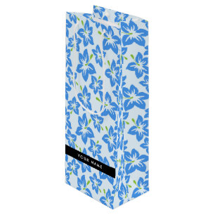 Blauer Hibiskus, Blaue Blumen, Ihr Name Geschenktüte Für Weinflaschen