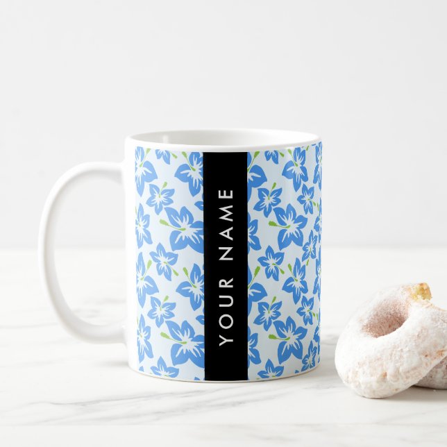 Blauer Hibiskus, Blumen, Ihr Name Kaffeetasse (Mit Donut)