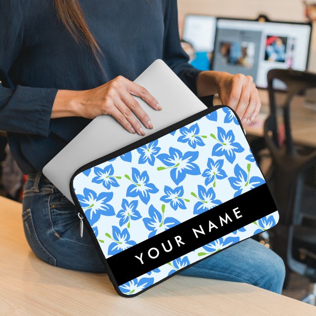 Blauer Hibiskus, Blumen, Ihr Name Laptopschutzhülle (Von Creator hochgeladen)