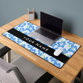 Blauer Hibiskus, Blumen, Ihr Name Schreibtischunterlage