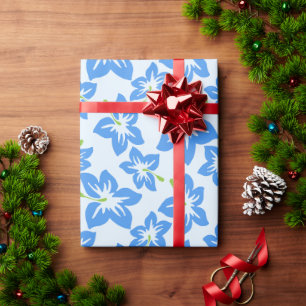 Blauer Hibiskus, Blumen, Muster von Blume Geschenkpapier