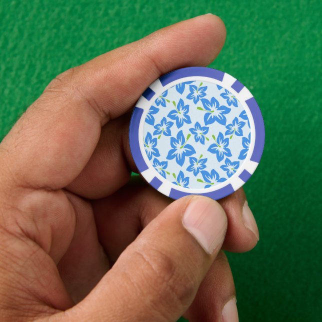 Blauer Hibiskus, Blumen, Muster von Blume Pokerchips (Hand)