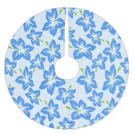 Blauer Hibiskus, Blumen, Muster von Blume Polyester Weihnachtsbaumdecke