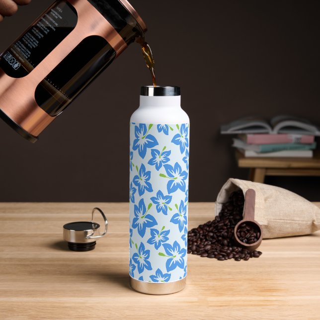 Blauer Hibiskus, Blumen, Muster von Blume Trinkflasche (Kaffee)