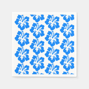Blauer Hibiskus-hawaiischer Blume Luau Geburtstag Serviette