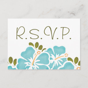 BLAUER HIBISKUS UAWG WEDING-ANTWORTKARTEN RSVP KARTE